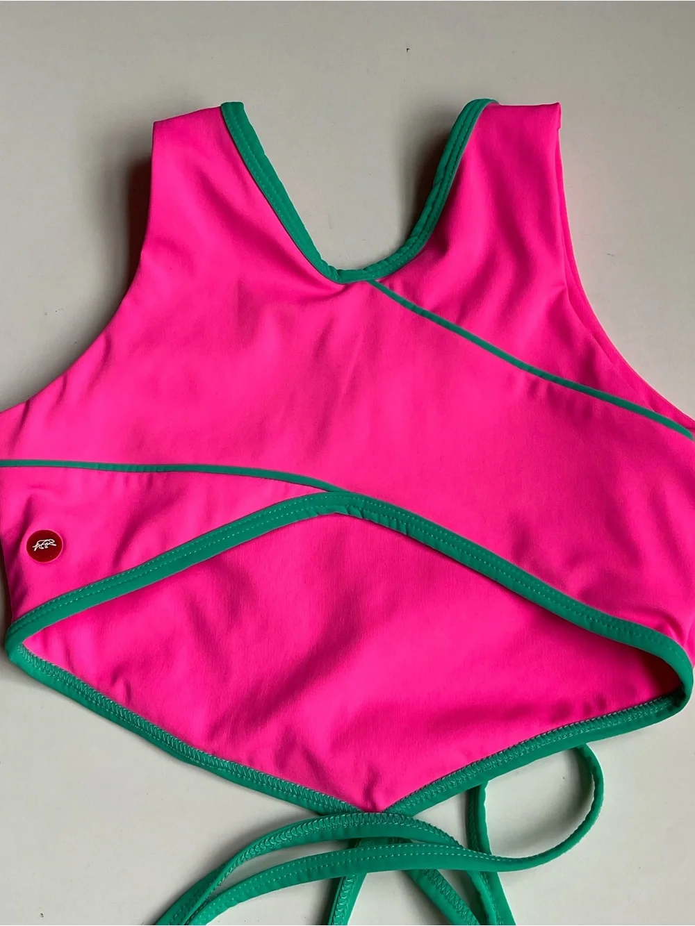 Tiger Frida Luna Crop Top Hot Pink with Teal Trim
